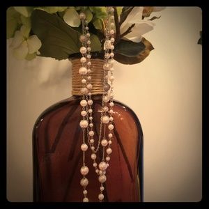 Pink and silver vintage look necklace